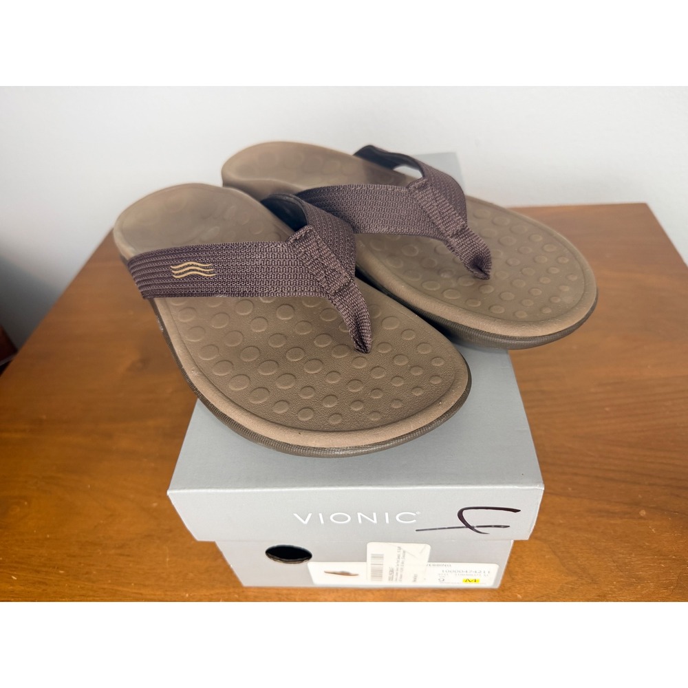 Vionic Flip Flop Sandals Men's Unisex‎ 9 M 10 W Chocolate Brown Wave